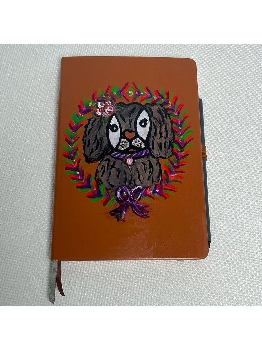 NWT Journal and Pen Set Hand-painted Hard Cover Ruled Paper Notebook 100 GSM EUC